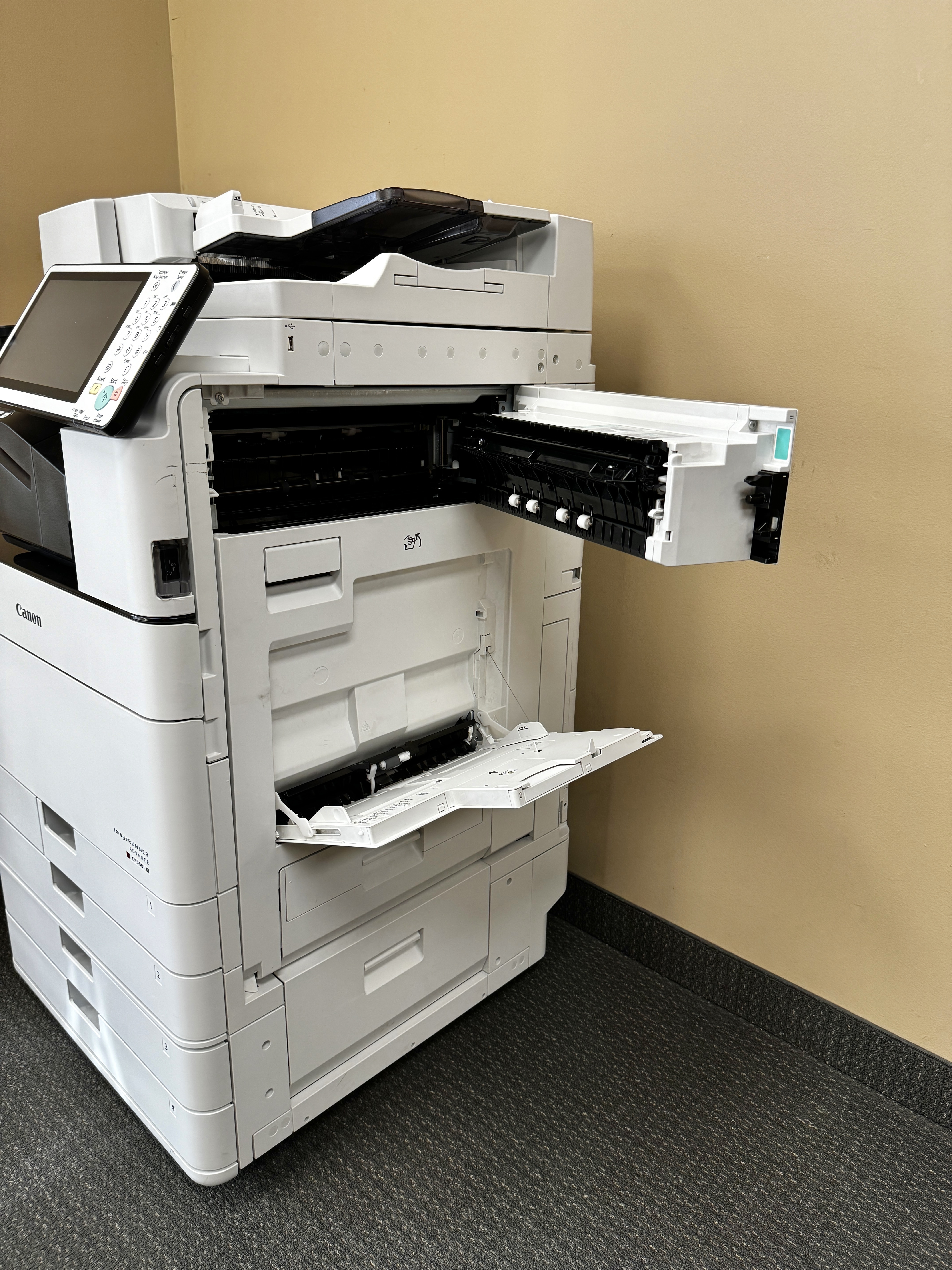 exit feed door on a canon color copier