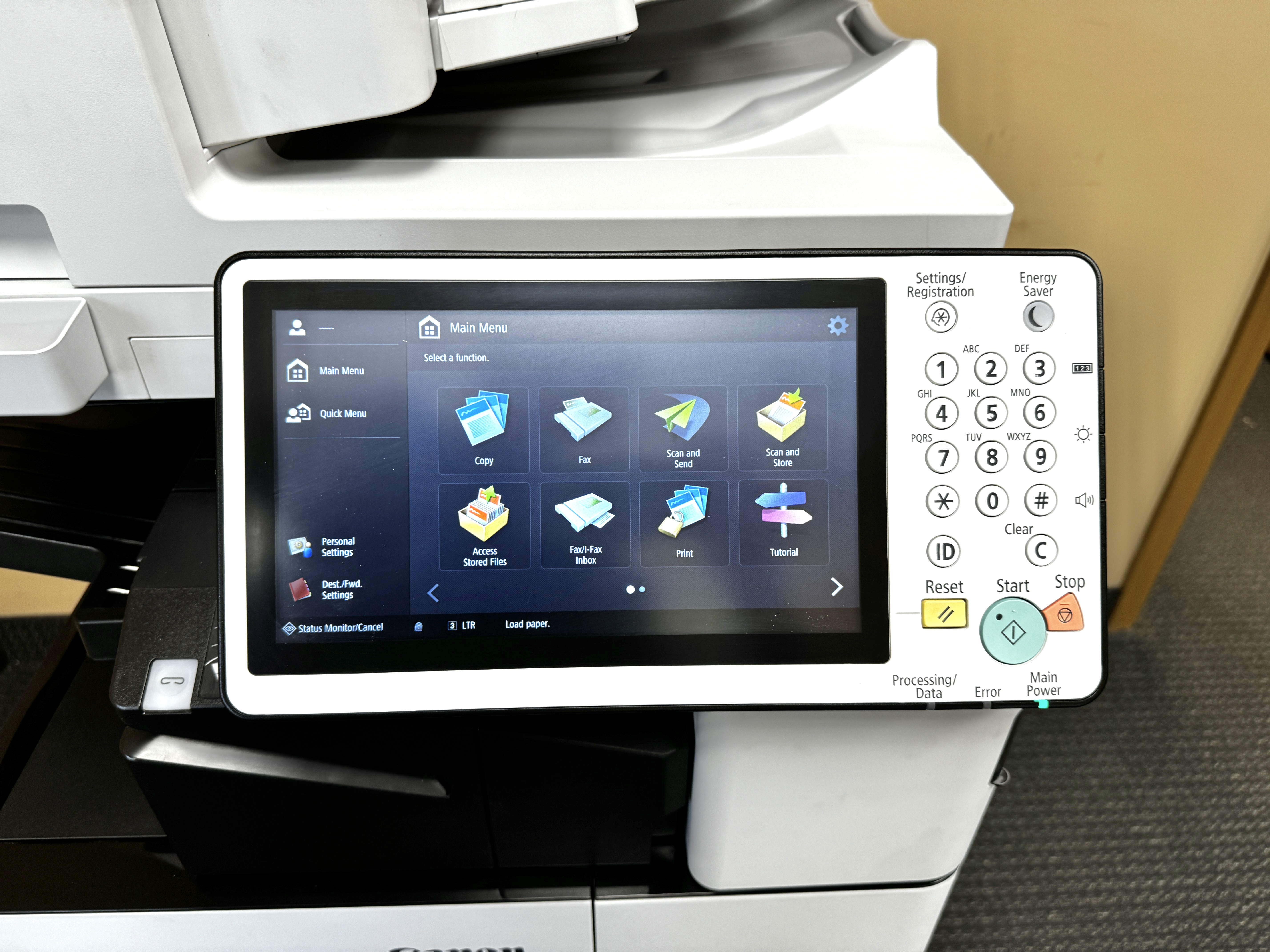 touch screen control panel for a canon advance c5550i