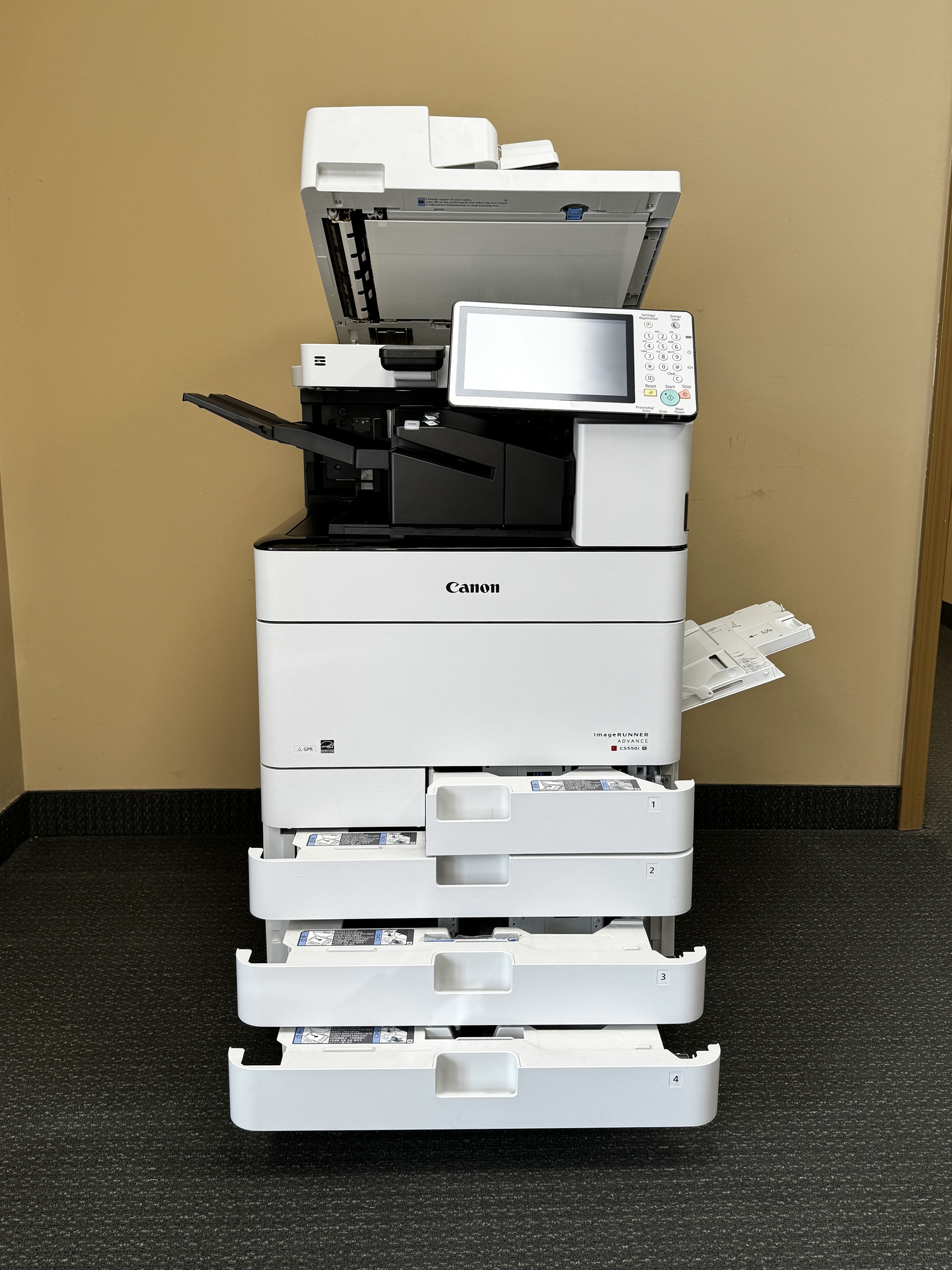 4 trays open on a canon imagerunner advance c5550i
