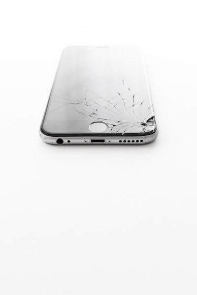 Broken iphone screen . 