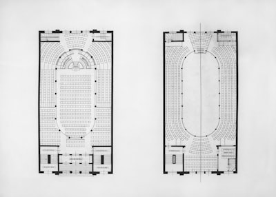 Blueprint of a auditorium .
